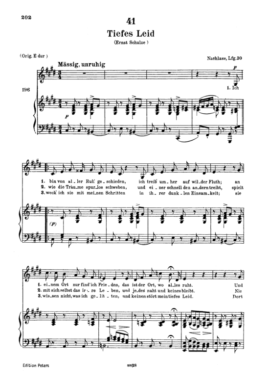 Tiefes Leid D.876 (Gesang tief + Klavier) (Klavier  Gesang tief) von Franz Schubert