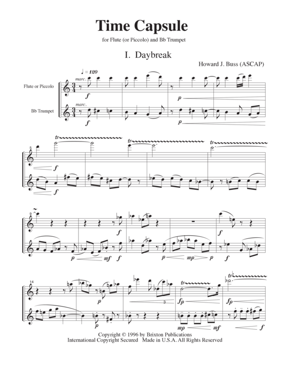 Time Capsule (Fl te und Trompete) (Duett (2 St.)) von Howard J. Buss