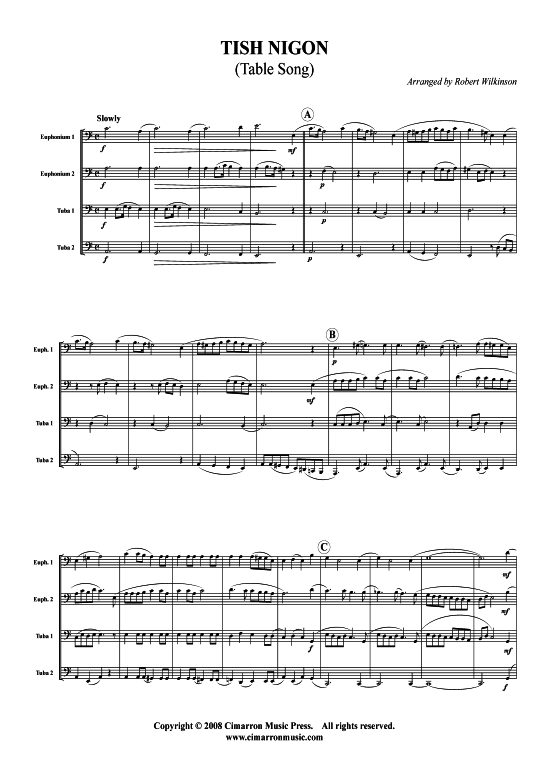 Tish Nigon (Table Song) (Tuba Quartett 2x Bariton 2xTuba) (Quartett (Tuba)) von Traditional