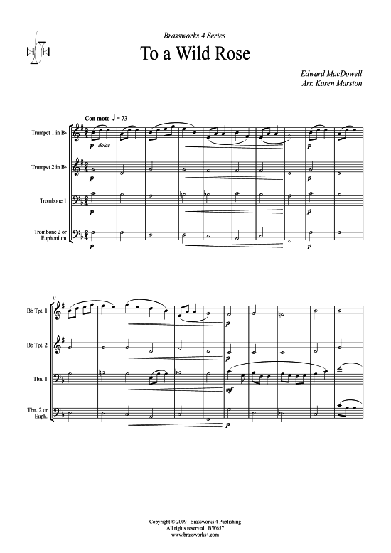 To a Wild Rose (2xTromp in B Horn in F (Pos) Pos) (Quartett (Blech Brass)) von Edward MacDowell