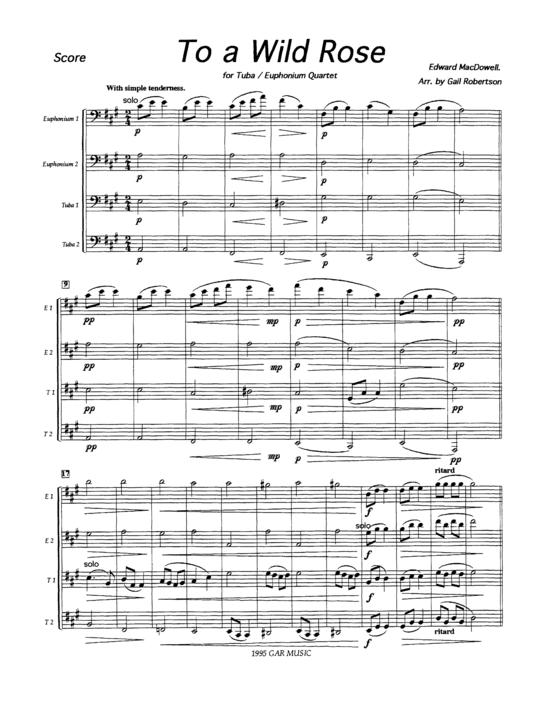 To a Wild Rose (Tuba Quartett EETT) (Quartett (Tuba)) von Edward Macdowell