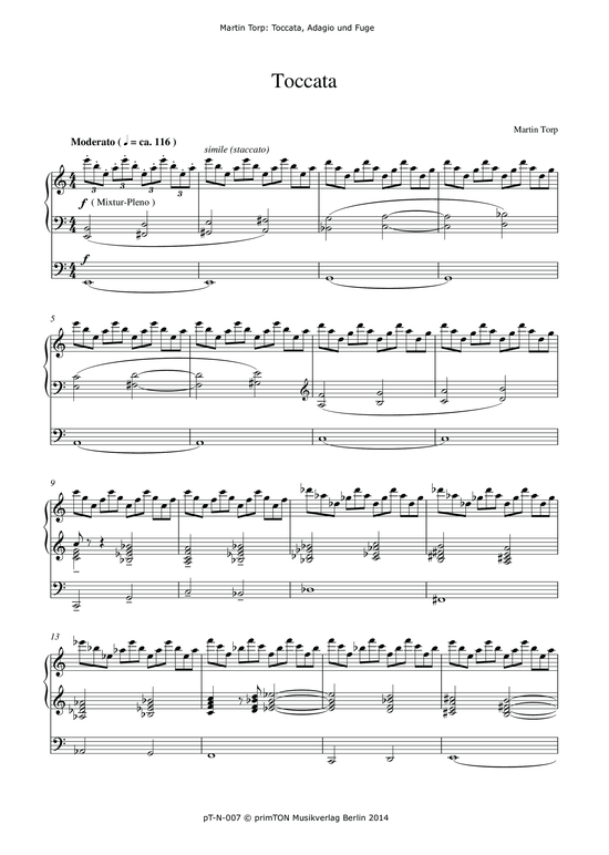 Toccata Adagio und Fuge (2011) (Orgel Solo) (Orgel Solo) von Martin Torp