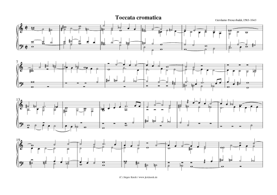 Toccata cromatica (Klavier Cembalo Orgel Solo) (Klavier Solo) von Girolamo Frescobaldi