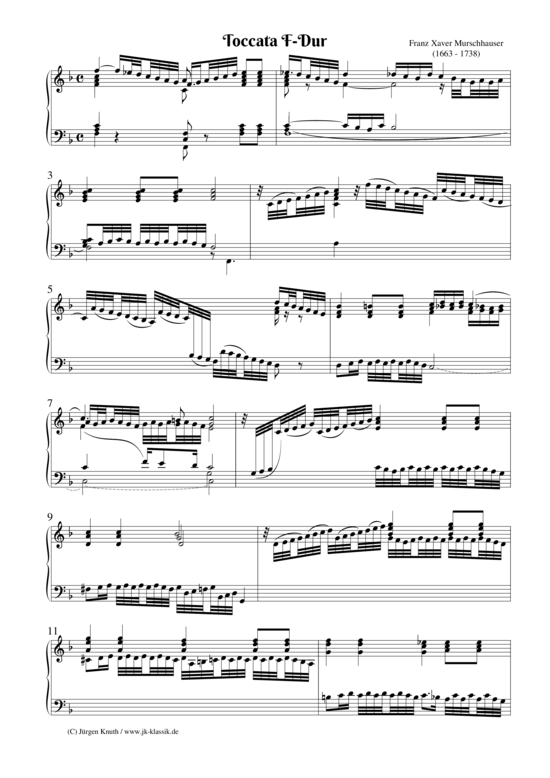 Toccata F-Dur (Orgel Solo) (Orgel Solo) von Franz Xaver Murschhauser (1663 - 1738)