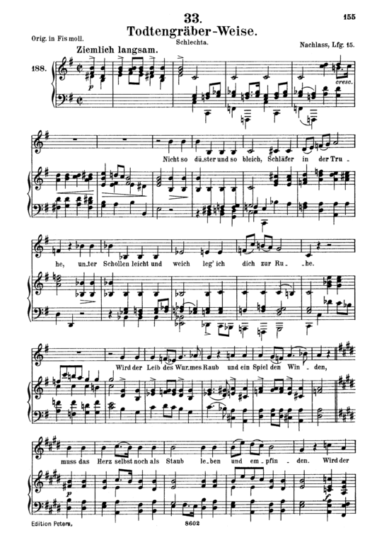 Todtengr auml ber-Weise D.869 (Gesang mittel + Klavier) (Klavier  Gesang mittel) von Franz Schubert