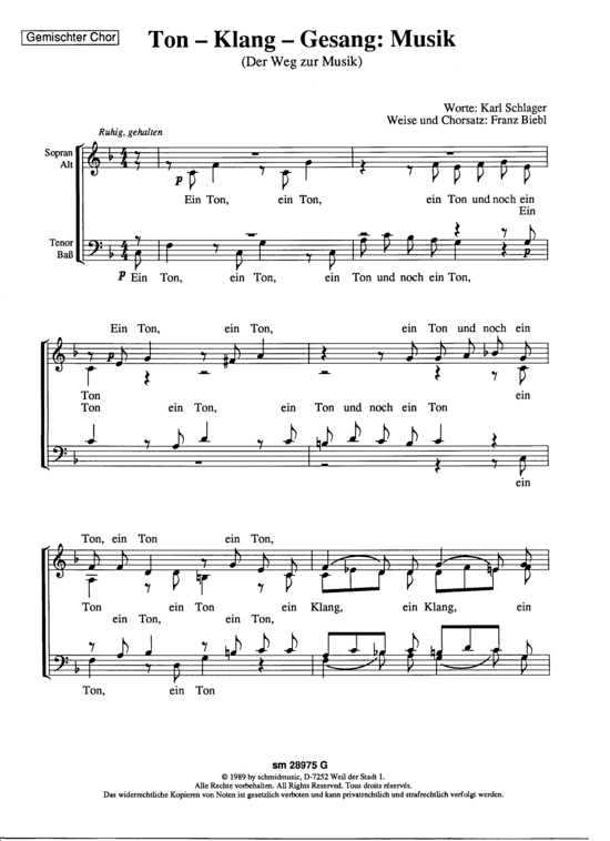 Ton Klang Gesang Musik (Gemischter Chor) (Gemischter Chor) von Franz Biebl