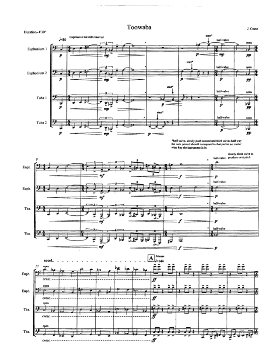 Toowaba (Tuba Quartett EETT) (Quartett (Tuba)) von Jonathan Crane