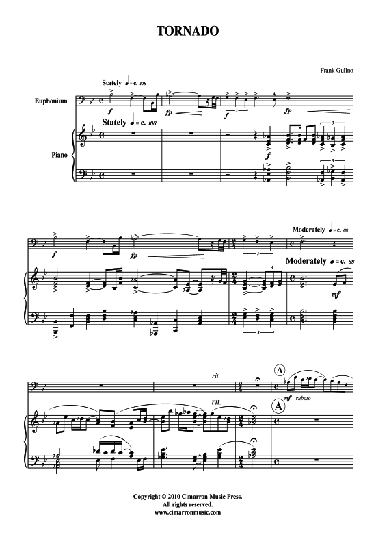 Tornado (Bariton Pos + Klavier) (Klavier  Bariton (Posaune)) von Frank Gulino