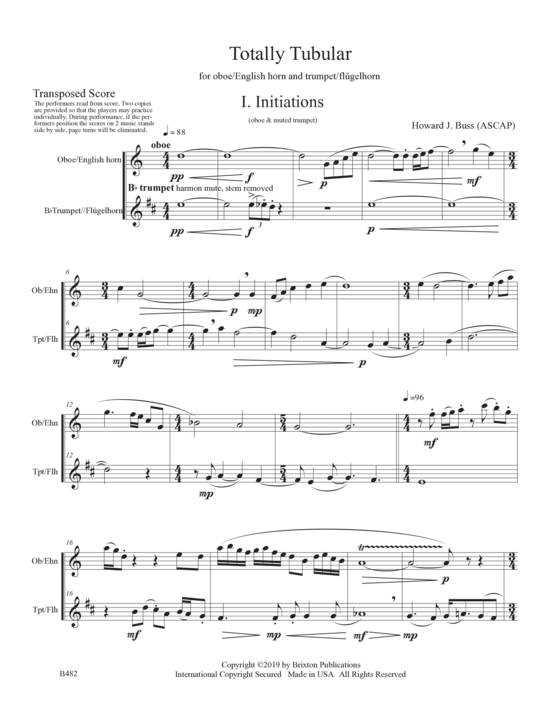 Totally Tubular (Oboe Englischhorn und Trompete Fl gelhorn) (Duett (2 St.)) von Howard J. Buss