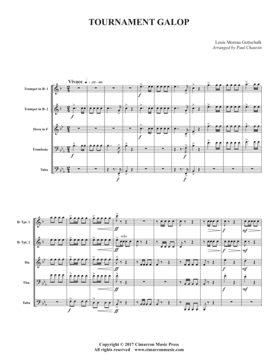 Tournament Galop (Blechbl auml serquintett) (Quintett (Blech Brass)) von L.M. Gottschalk