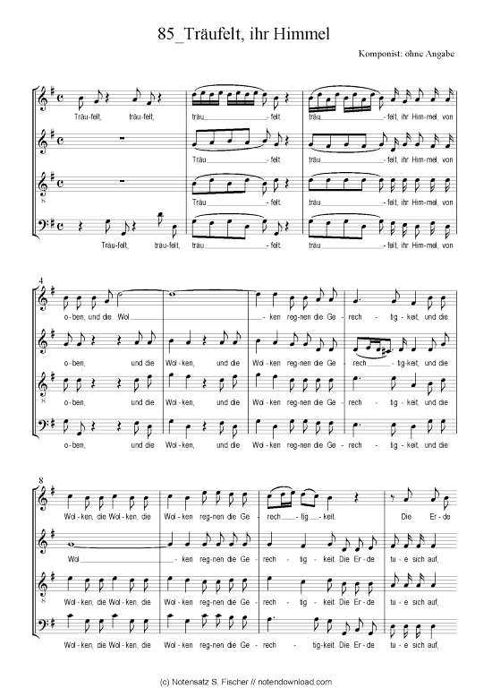 Tr ufelt ihr Himmel (Gemischter Chor) (Gemischter Chor) von Weihnachtsmotette ber Jes. 45 8