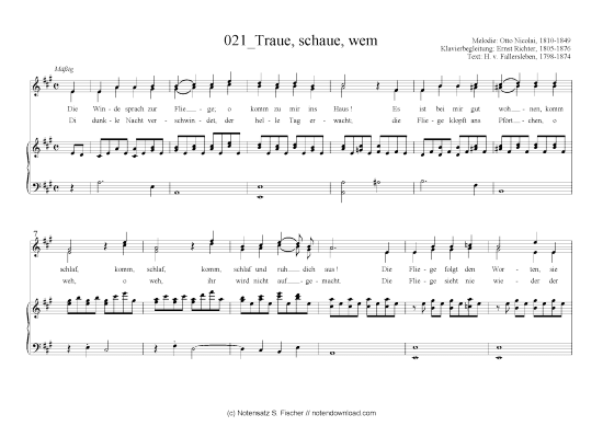 Traue schaue wem (Klavier + Gesang) (Klavier  Gesang) von Otto Nicolai (1810-1849)