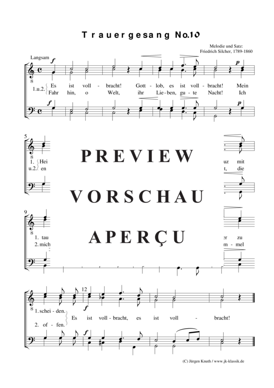 Trauergesang No.10 (Es ist vollbracht) (M nnerchor) (M nnerchor) von Friedrich Silcher