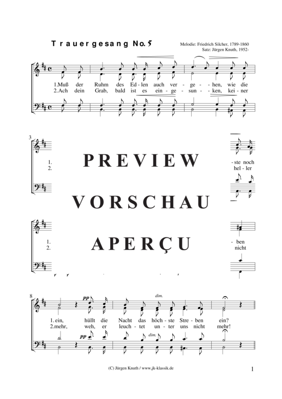 Trauergesang No.5 (Muss der Ruhm der Edlen auch vergehen) (Gemischter Chor) (Gemischter Chor) von Friedrich Silcher