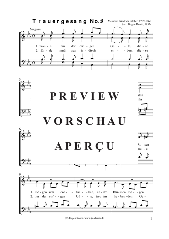 Trauergesang No.8 (Traue nur der ew gen G te) (Gemischter Chor) (Gemischter Chor) von Friedrich Silcher