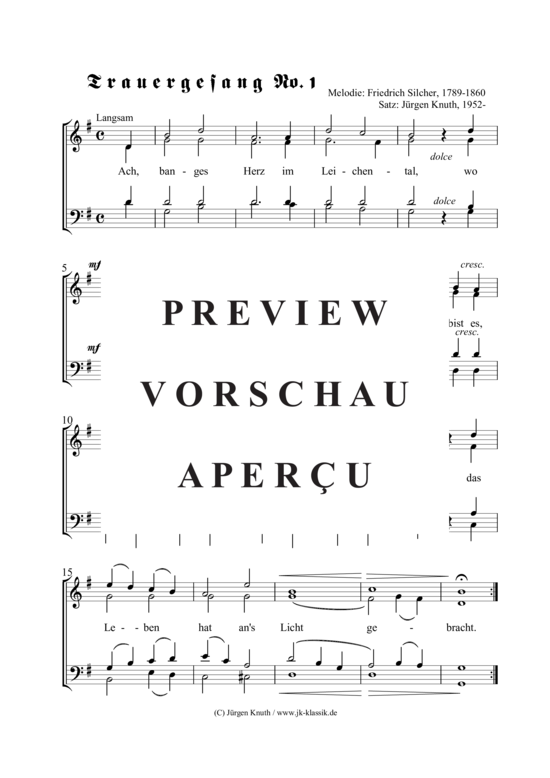 Trauergesang Nr.1 (Ach banges Herz) (Gemischter Chor) (Gemischter Chor) von Friedrich Silcher