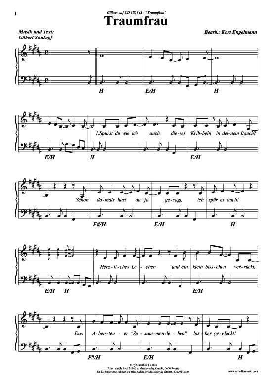 Traumfrau (Klavier + Gesang) (Klavier Gesang  Gitarre) von Gilbert