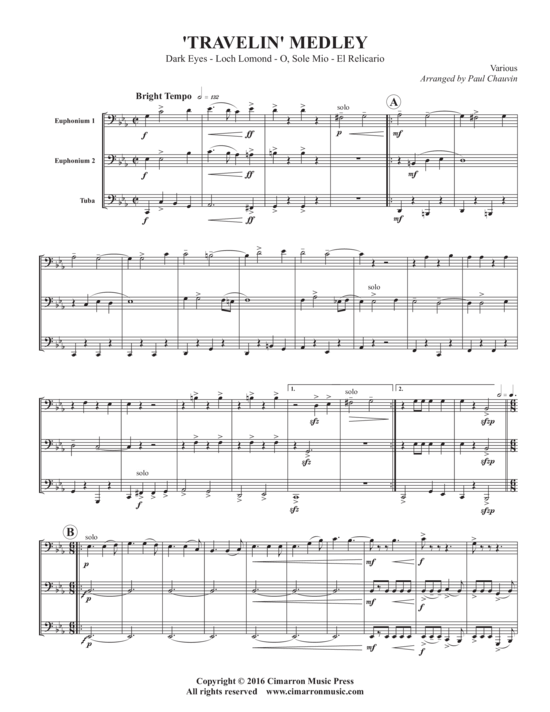 Travelin Medley (Tuba Trio EET) (Trio (Blech Brass)) von Arr. Paul Chauvin