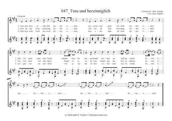 Treu und herzinniglich (Gitarre + Gesang) (Gitarre  Gesang) von 