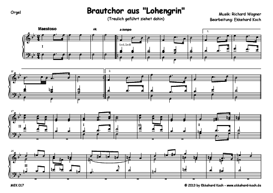 Treulich gef hrt ziehet dahin (Orgel Solo) (Orgel Solo) von Richard Wagner (Brautchor aus Lohengrin)