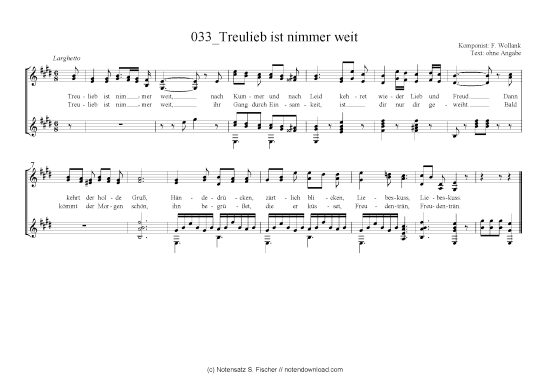 Treulieb ist nimmer weit (Gitarre + Gesang) (Gitarre  Gesang) von F. Wollank 