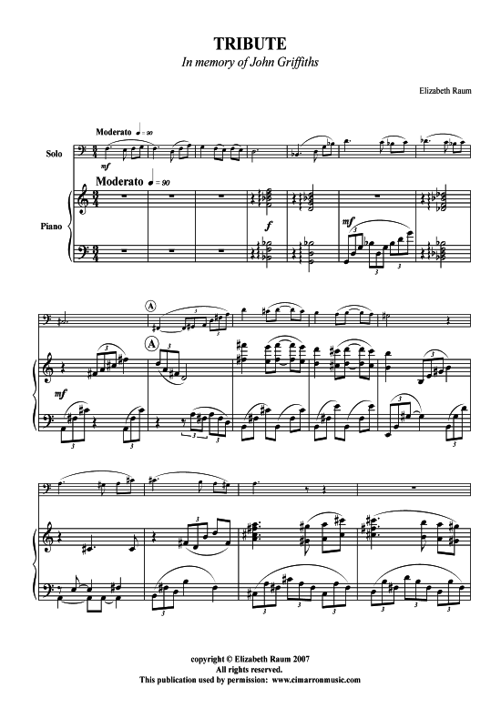 Tribute (Bariton Pos + Klavier) (Klavier  Bariton (Posaune)) von Elizabeth Raum