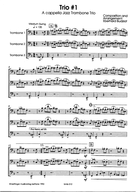 Trio 1 (3x Posaunen) (Trio (Posaune)) von Eberhard Budziat
