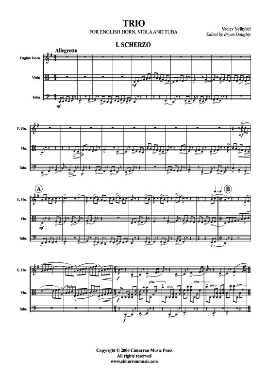 Trio (Englischhorn Viola Tuba) (Trio (3 St.)) von Vaclav Nelhybel