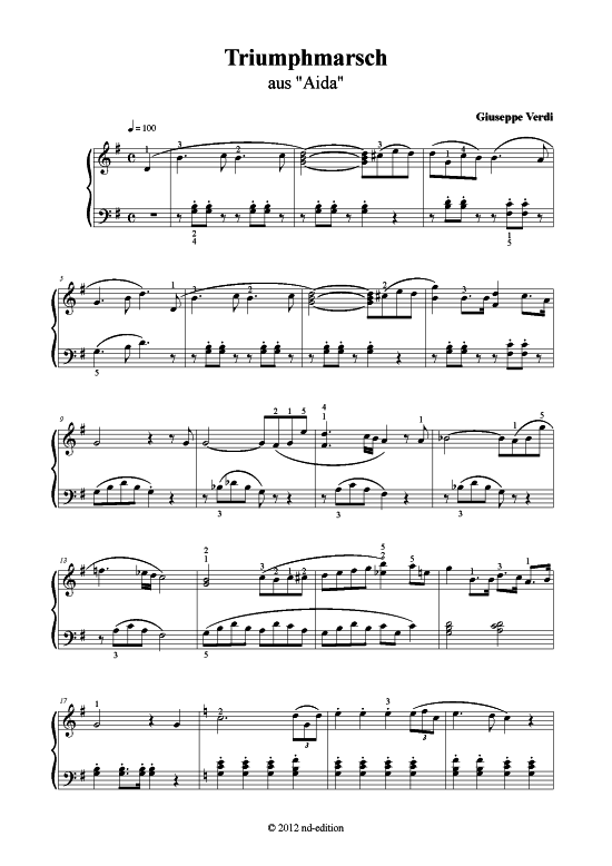 Triumphmarsch (Klavier solo einfach) (Klavier einfach) von Giuseppe Verdi (bearb. aus Aida)