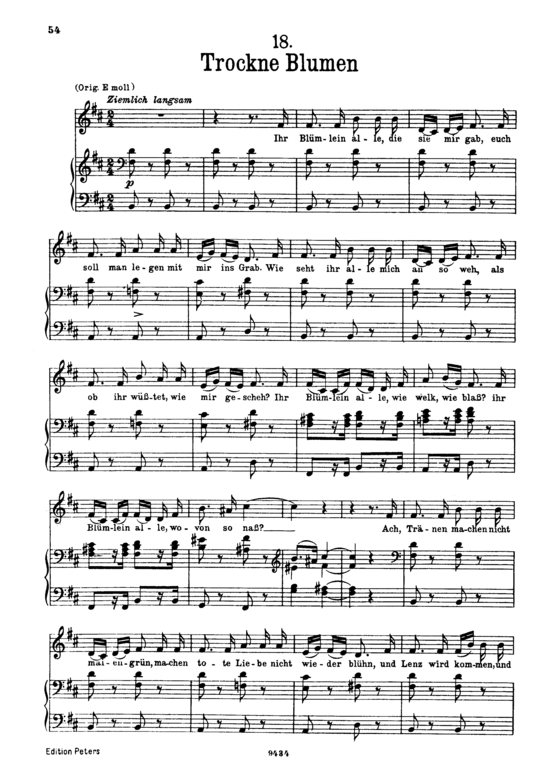 Trockne Blumen D.795-18 (Die Sch ouml ne M uuml llerin) (Gesang tief + Klavier) (Klavier  Gesang tief) von Franz Schubert