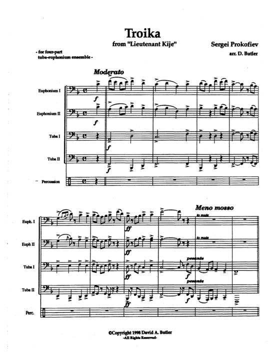 Troika (Tuba Quartett EETT + opt. Percussion) (Quartett (Tuba)) von Sergei Prokofiev