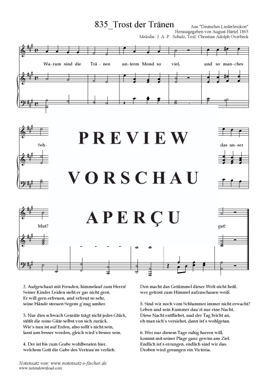 Trost der Tr nen (Klavier + Gesang) (Klavier  Gesang) von Melodie J. A. P. Schulz Text Christian Adolph Overbeck