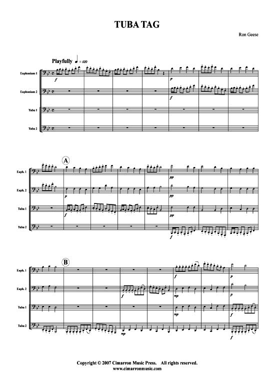 Tuba Tag (Tuba Quartett 2x Bariton 2xTuba) (Quartett (Tuba)) von Ron Geese