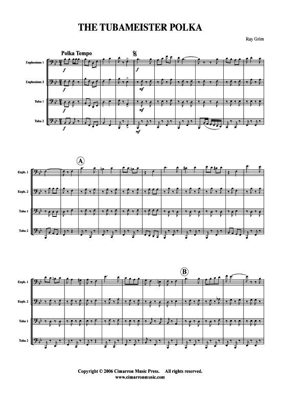 TubaMeister Polka (Tuba Quartett 2x Bariton 2xTuba) (Quartett (Tuba)) von Ray Grim