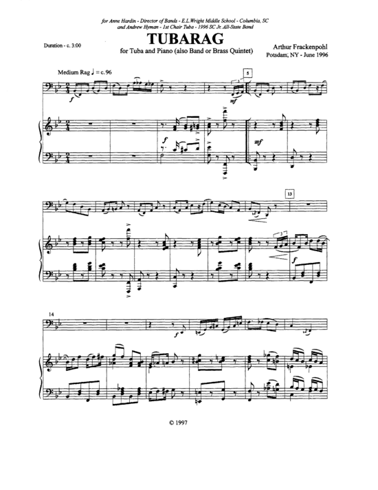 Tubarag (Tuba + Klavier) (Klavier  Tuba) von Arthur Frackenpohl
