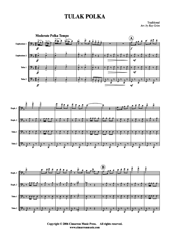 Tulak Polka (Tuba Quartett 2x Bariton 2xTuba) (Quartett (Tuba)) von Traditional