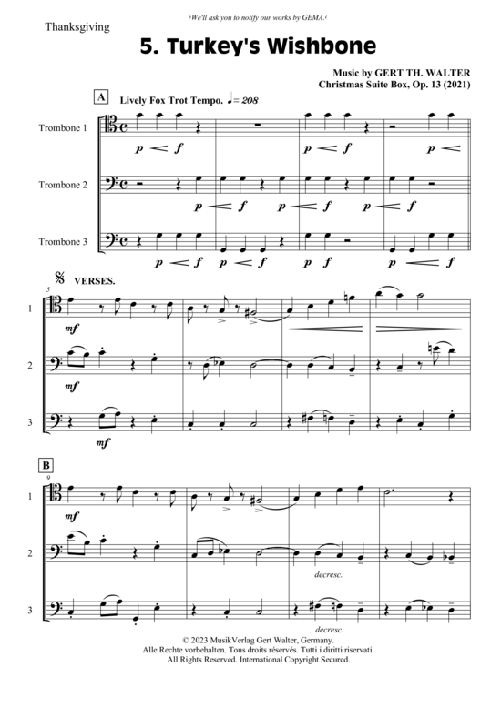 Turkey s Wishbone (Posaunen Trio) (Trio (Posaune)) von Gert Th. Walter