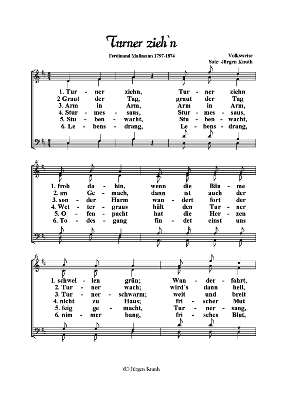 Turner zieh n (Gemischter Chor) (Gemischter Chor) von Satz J rgen Knuth