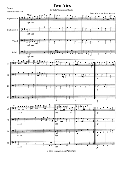 Two Airs (Tuba Quartett EETT) (Quartett (Tuba)) von John Adson