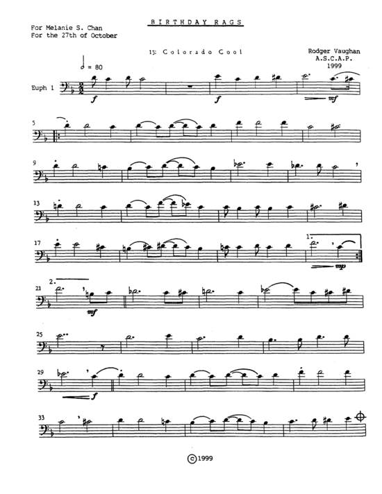 Two Birthday Rags (Tuba Quartett EETT) (Quartett (Tuba)) von Rodger Vaughan