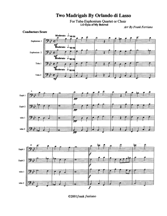 Two Madrigals (Tuba Quartett EETT) (Quartett (Tuba)) von Orlando Di Lasso