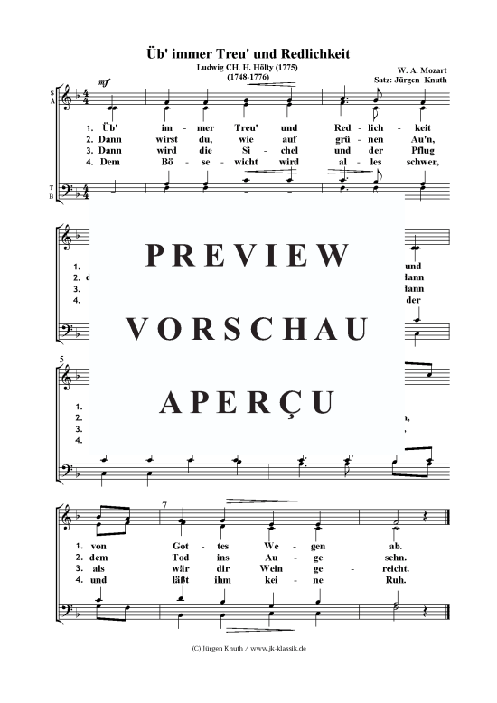  b immer Treu und Redlichkeit (Gemischter Chor) (Gemischter Chor) von Wolfgang Amadeus Mozart  Satz J rgen Knuth
