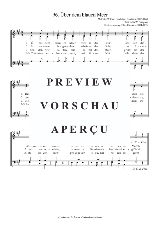  ber dem blauen Meer (Gemischter Chor) (Gemischter Chor) von William Batchelder Bradbury 1816-1868  Julia W. Sampson