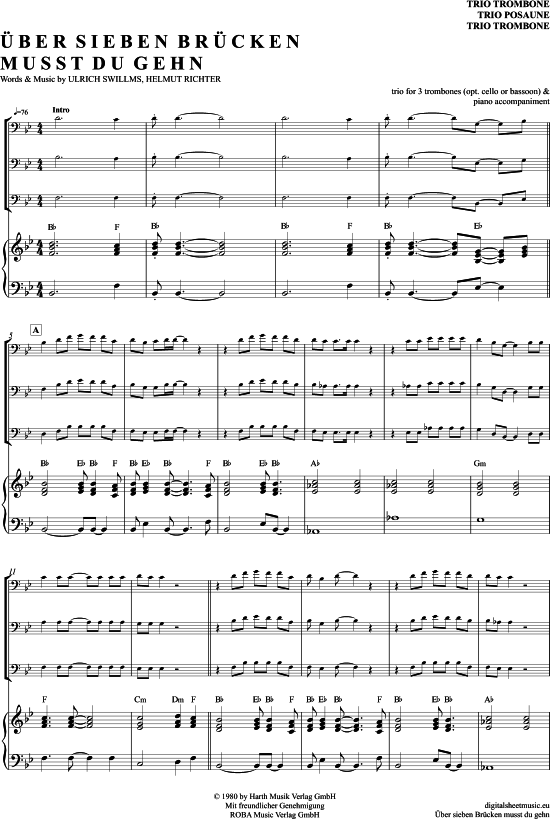 ber Sieben Br cken Musst Du Gehn (Posaunen Trio + Klavier) (Trio (Posaune)) von Peter Maffay
