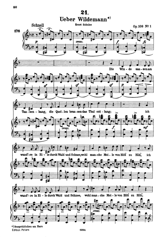 Ueber Wildemann D.867 (Gesang hoch + Klavier) (Klavier  Gesang hoch) von Schubert Franz
