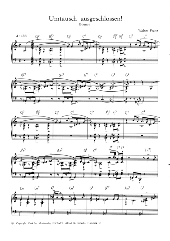 Umtausch ausgeschlossen (Klavier Solo) (Klavier Solo) von Bounce (1964)