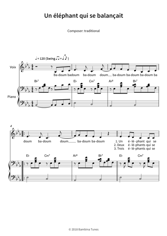 Un  l phant qui se balan ait (Gesang + Klavier) (Klavier  Gesang) von traditional