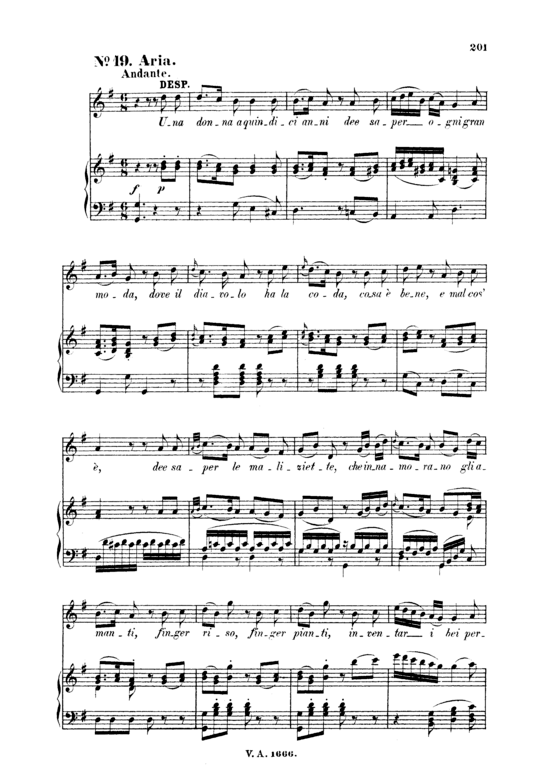 Una donna a quindici anni (Klavier + Sopran Solo) (Klavier  Sopran) von W. A. Mozart (K.588)