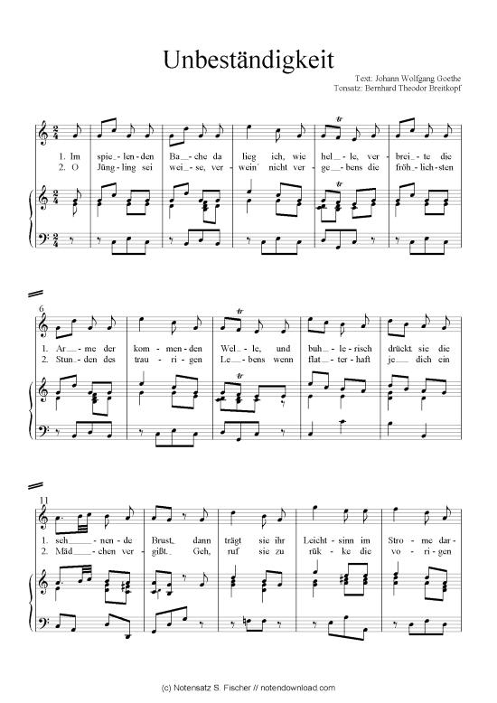 Unbest ndigkeit (Klavier + Gesang) (Klavier  Gesang) von Goethes Leipziger Liederbuch