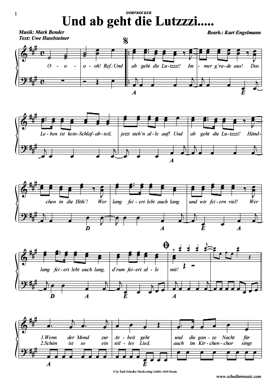 Und ab geht die Lutzzi..... (Klavier + Gesang) (Klavier Gesang  Gitarre) von Dorfrocker